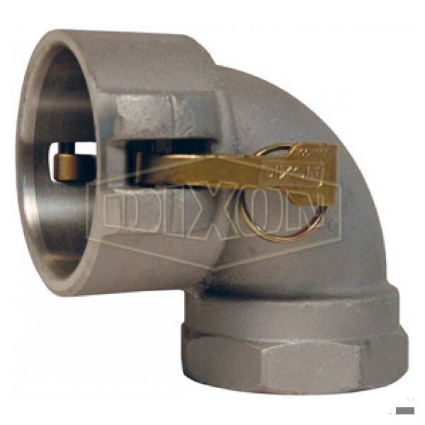 Type D 90Deg Cam and Groove Elbow, 4 in, Female Coupler x FNPT, Aluminum, Domestic